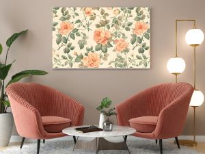 Delicate Pastel Floral Pattern with Lush Botanical Designs