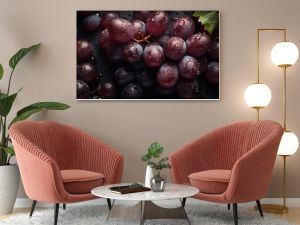 Fresh grapes seamless background, adorned with glistening droplets of water. Healthy food concept. Generative Ai