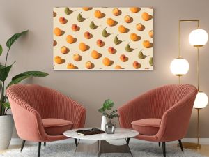 Pattern of colorful fruits on a pastel background. Composition with fresh raw tropical fruit.