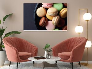 Plate of colorful macarons