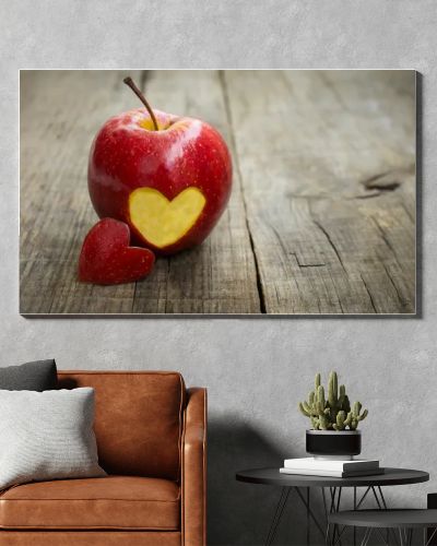 Apple with engraved heart