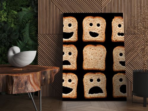 Bread slices with face expressions