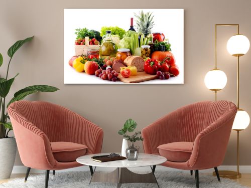 Composition with organic food isolated on white