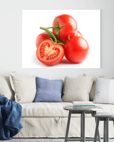 Fresh tomatoes on a green stem