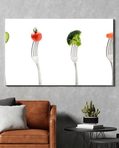 fresh vegetables on forks