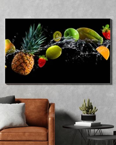 Fruits with water splash