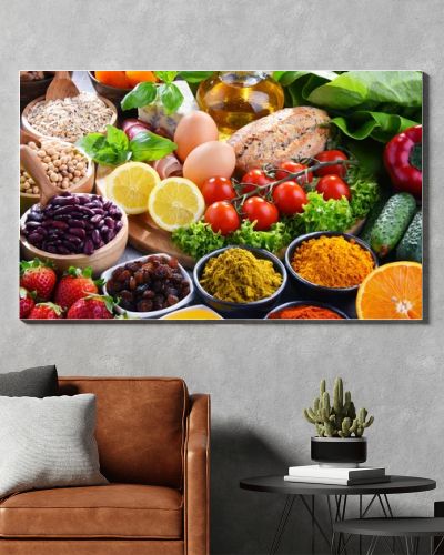 Assorted organic food products on the table