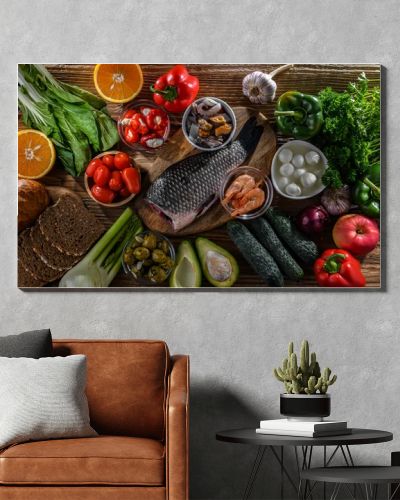 Food products representing the Mediterranean diet which may improve overall health status