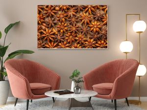 Top View Anise Texture. Pattern with anise. Creative autumn concept. Fruit banner. autumn background. Flat lay. Template