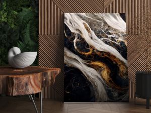 Luxury golden marble texture. Marble ink abstract art from exquisite original painting for abstract background in gold black color.Detailed Marble slab.