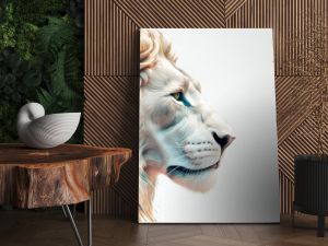 Abstract painting concept. Colorful artistic lion on lines and curves background. Animals. Generative AI.