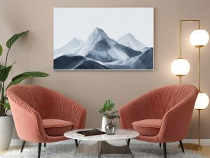 Geometric Elegance: Minimalist Abstract Mountains in Muted Tones