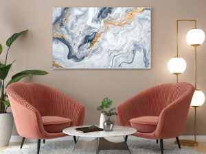 Abstract background with a swirling pattern of white, grey, and gold paint.