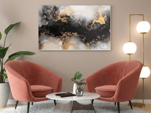 Marble ink abstract art from exquisite original painting for abstract background . Painting was painted on high quality paper texture to create smooth marble background pattern of ombre alcohol ink .