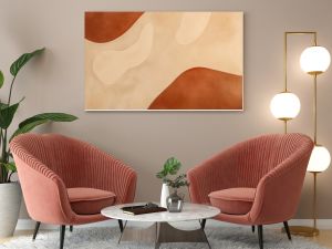 Abstract earth tone organic shapes interior design, background, art