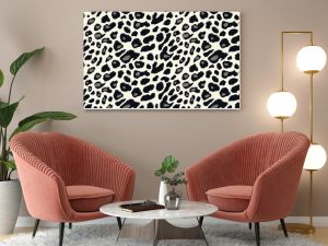 Seamless black and white animal print pattern featuring modern leopard designs versatile for teen fashion and decor