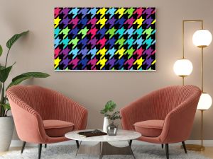 Neon Carnival Colors Hounds Tooth Repeat Pattern