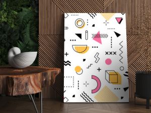 Abstract hipster memphis seamless pattern background with geometric shapes and elements. 80s or 90s style tile with colorful modern figures. Vector wallpaper with surreal, trendy ornamental details