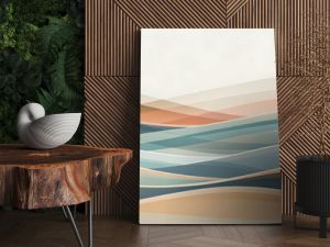 Serene Flow: A soothing abstract landscape of rolling hills in muted pastel hues, perfect for minimalist and contemporary spaces. 