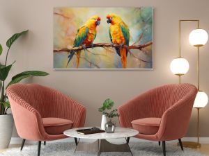 Vibrant Parrot Duo on Canvas