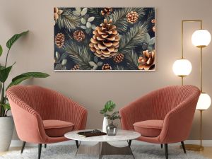 Pinecone wallpaper design with a captivating pattern, perfect for adding a natural touch to various spaces. This pinecone wallpaper offers appealing aesthetics and ample copy space.