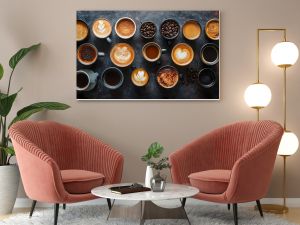 Coffee in a cup is placed on a wooden table.