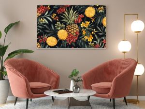 Pineapple design featuring fresh fruit halves in a repeating pattern