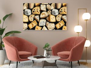 A seamless and playful cheese pattern featuring cheese holes and