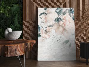 Big flowers. Floral background with oil pinting flowers on marble, can be used as wallpaper. 