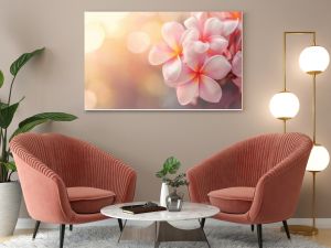 A beautiful copy space image featuring frangipani flowers blooming with a softly blurred background