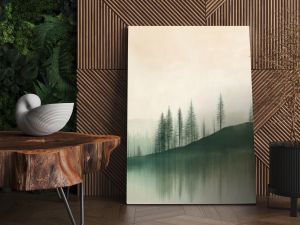 A minimal nature scene with dual tones of pale green and soft brown, the muted earthy colors creating a peaceful, organic atmosphere