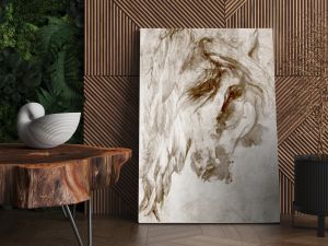 Horse with wings on the wall. Design for wallpaper, mural, wall decoration, poster.