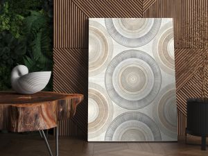 Concentric Circles: A Neutral Palette - Modern and elegant repeating pattern of concentric circles in a neutral palette of beige, taupe, gray, and cream.