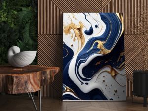 Gold and blue marble stone textured background wallpaper. Generative AI Illustration