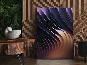 Wavy Golden and Purple Metallic 3D Background. Generative AI