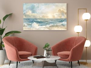 Abstract Watercolor Painting of a Seascape