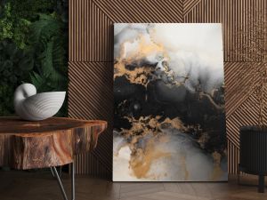 Marble ink abstract art from exquisite original painting for abstract background . Painting was painted on high quality paper texture to create smooth marble background pattern of ombre alcohol ink .