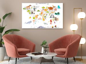 Abstract illustrated world map. Cute colorful vector illustration for children, kids