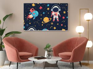 Playful Horizons: Colorful Kids Space Wallpaper