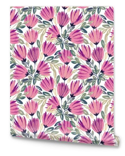 Seamless Hand painted Watercolour clustered Amaranth Brush flower