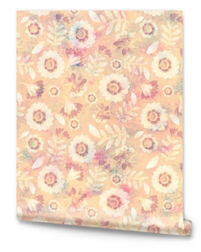 Retro seamless pattern. Floral ornament. Watercolor yellow flowers. Background for packaging, wrappers, textiles, postcards. Printing on fabric and paper.