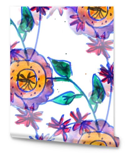 Mural background seamless  pattern flowers texture