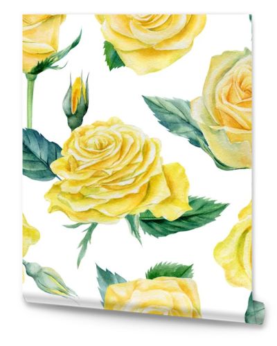 Seamless pattern. Flowers roses on a white background, hand-drawn. Watercolor illustration