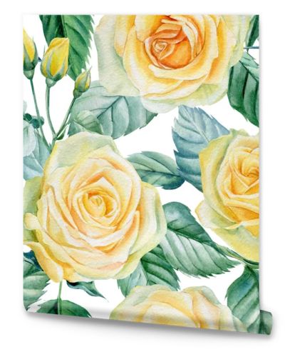 Floral Seamless pattern. Flowers roses on a white background, hand-drawn. Watercolor illustration