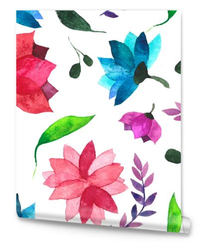 Watercolor seamless floral pattern. Flowers texture.