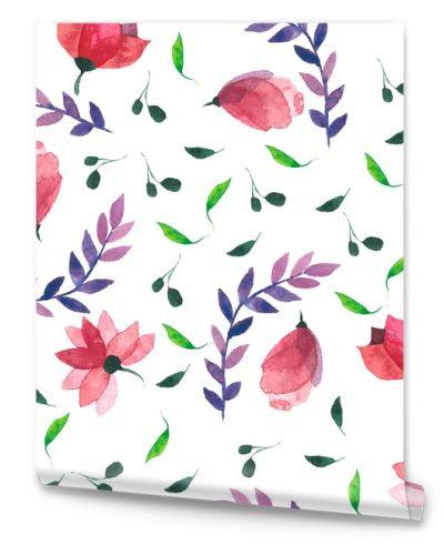 Watercolor seamless floral pattern. Flowers texture.