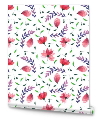 Watercolor seamless floral pattern. Flowers texture.