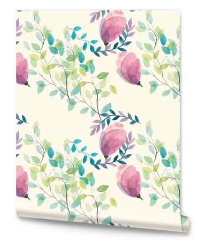 Watercolor seamless floral pattern. Flowers texture.