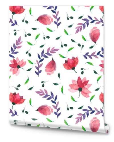 Watercolor seamless floral pattern. Flowers texture.