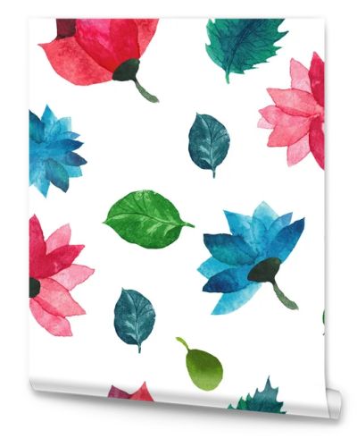 Watercolor seamless floral pattern. Flowers texture.